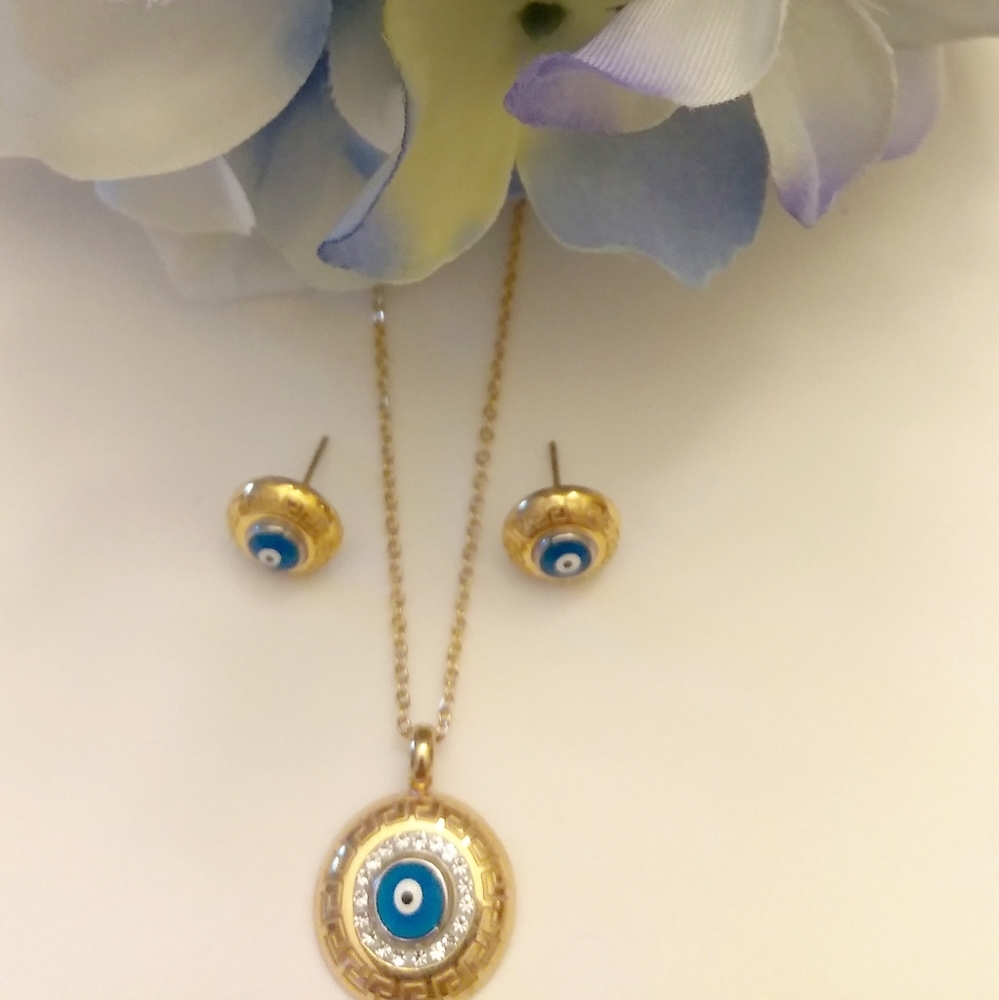 Sterling steel necklace and earrings